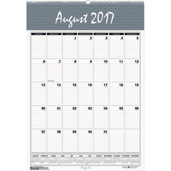House of Doolittle - 12 Sheet, 12 x 17", Wall Calendar - Blue & Gray - Apex Tool & Supply