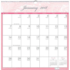 House of Doolittle - 12 Sheet, 12 x 12", Wall Calendar - Pink & Gray - Apex Tool & Supply