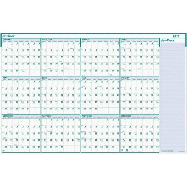House of Doolittle - 1 Sheet, 24 x 37", Erasable Wall Calendar - White & Teal - Apex Tool & Supply