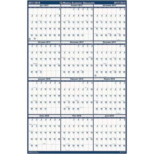 House of Doolittle - 1 Sheet, 24 x 37", Erasable Wall Calendar - Blue & Gray - Apex Tool & Supply