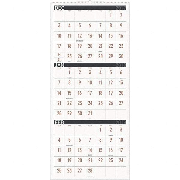 AT-A-GLANCE - 8 Sheet, 12 x 27", Wall Calendar - Apex Tool & Supply