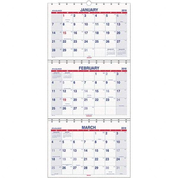 AT-A-GLANCE - 8 Sheet, 12 x 16-1/2", Wall Calendar - Apex Tool & Supply