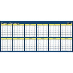 House of Doolittle - 1 Sheet, 60 x 26", Erasable Wall Planner - Yellow & Blue - Apex Tool & Supply