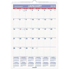 AT-A-GLANCE - 12 Sheet, 12 x 17", Erasable Wall Calendar - White - Apex Tool & Supply