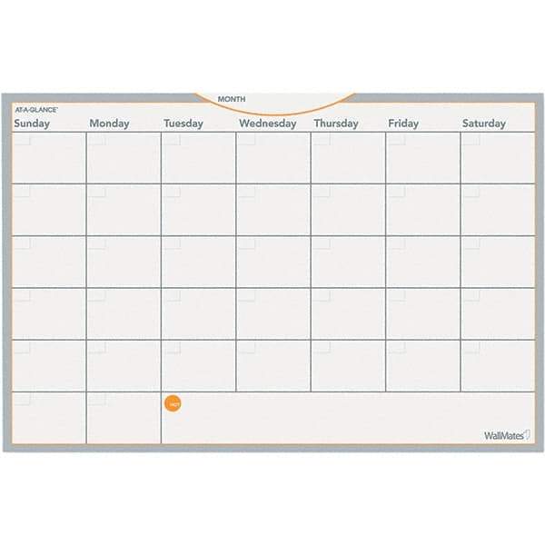 AT-A-GLANCE - 12 Sheet, 18 x 12", Erasable Wall Calendar - Gray, White & Orange - Apex Tool & Supply