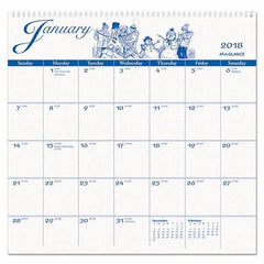AT-A-GLANCE - 12 Sheet, 12 x 11-3/4", Wall Calendar - White - Apex Tool & Supply