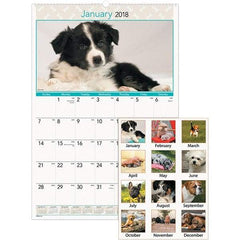 AT-A-GLANCE - 12 Sheet, 15-1/2 x 22-3/4", Wall Calendar - Puppies - Apex Tool & Supply