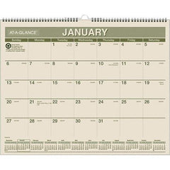 AT-A-GLANCE - 12 Sheet, 15 x 12", Wall Calendar - Green & White - Apex Tool & Supply