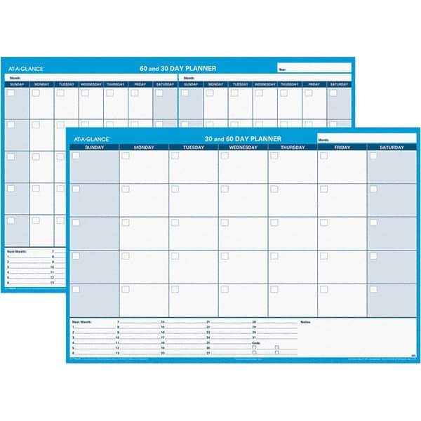AT-A-GLANCE - 1 Sheet, 48 x 32", Erasable Wall Calendar - White & Blue - Apex Tool & Supply