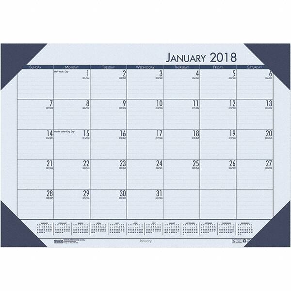 House of Doolittle - 12 Sheet, 22 x 17", Desk Pad Calendar - Ocean Blue - Apex Tool & Supply