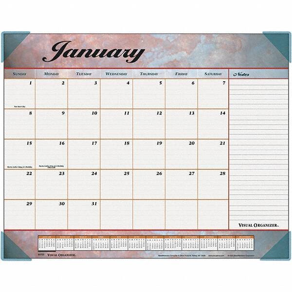 AT-A-GLANCE - 12 Sheet, 22 x 17", Desk Pad Calendar - Marble Burgundy - Apex Tool & Supply