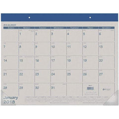 AT-A-GLANCE - 12 Sheet, 22 x 17", Desk Pad Calendar - Blue - Apex Tool & Supply