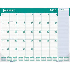 House of Doolittle - 12 Sheet, 22 x 17", Desk Pad Calendar - White & Teal - Apex Tool & Supply