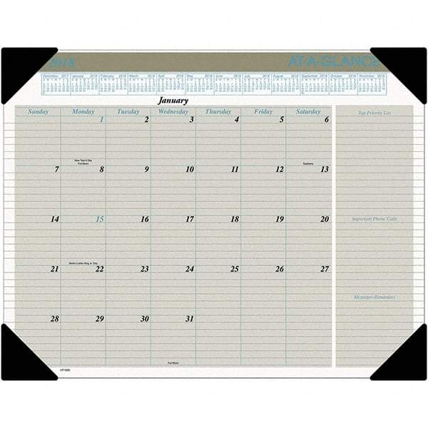 AT-A-GLANCE - 12 Sheet, 22 x 17", Desk Pad Calendar - Buff - Apex Tool & Supply