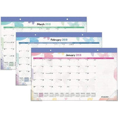 AT-A-GLANCE - 12 Sheet, 17-3/4 x 10-7/8", Desk Pad Calendar - Watercolors - Apex Tool & Supply