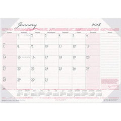 House of Doolittle - 12 Sheet, 18-1/2 x 13", Desk Pad Calendar - Pink & Gray - Apex Tool & Supply