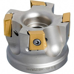 Iscar - 6 Inserts, 2-1/2" Cut Diam, 1" Arbor Diam, 0.63" Max Depth of Cut, Indexable Square-Shoulder Face Mill - 0/90° Lead Angle, 1-3/4" High, T490 LN.T 1607 Insert Compatibility, Through Coolant, Series Helitang - Apex Tool & Supply