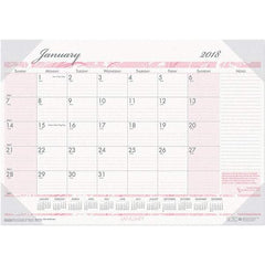 House of Doolittle - 12 Sheet, 22 x 17", Desk Pad Calendar - Pink & Gray - Apex Tool & Supply
