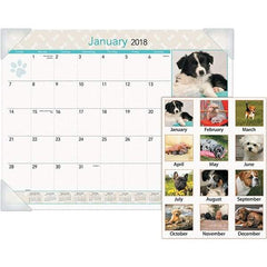 AT-A-GLANCE - 12 Sheet, 22 x 17", Desk Pad Calendar - Puppies - Apex Tool & Supply