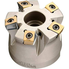 Iscar - 5 Inserts, 2" Cutter Diam, 0.071" Max Depth of Cut, Indexable High-Feed Face Mill - 3/4" Arbor Hole Diam, 1.57" High, FTP-LN10 Toolholder, LNHT 1006 Inserts, Series Helitang - Apex Tool & Supply