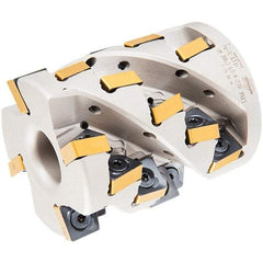 Iscar - 18 Inserts, 63mm Cut Diam, 27mm Arbor Diam, 69mm Max Depth of Cut, Indexable Square-Shoulder Face Mill - 80mm High, XNMU 1306 Insert Compatibility, Through Coolant, Series HeliSlot - Apex Tool & Supply