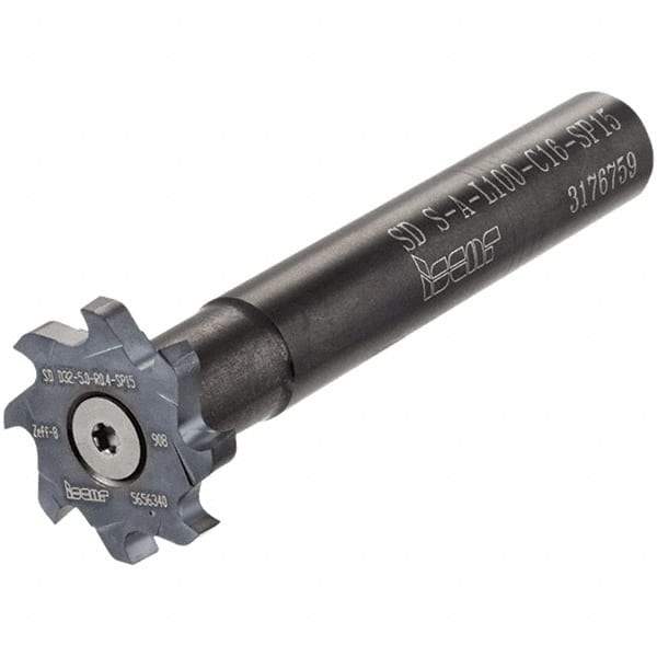 Iscar - T-Slot 5/8" Stepped Shank Milling Tip Insert Holder & Shank - 5-1/2" Projection, 0.591" Neck Diam, M5x0.50 Neck Thread, 5.692" OAL, Carbide SD S-A Tool Holder - Apex Tool & Supply
