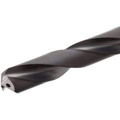 Iscar - 10.5mm 140° Solid Carbide Jobber Drill - TiAlN Finish, Right Hand Cut, Spiral Flute, Straight Shank, 102mm OAL, Standard Point - Apex Tool & Supply