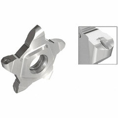 Iscar - 24N400PENTA Grade IC908, 4mm Cutting Width Carbide Grooving Insert - 6.25mm Max Depth of Cut, 2mm Corner Radius, TiAlN Finish - Apex Tool & Supply