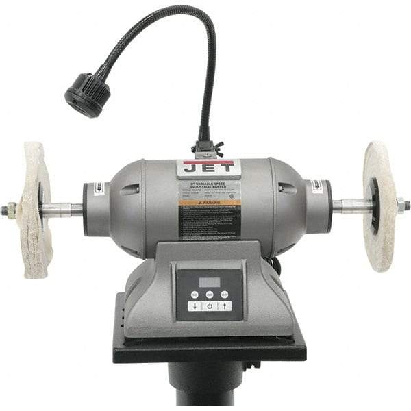 Jet - 8" Wheel Diam x 1/2" Wheel Width, 1 hp Buffer - 5/8" Arbor Hole Diam, 3 Phase, 3,600 Max RPM, 115 Volts - Apex Tool & Supply