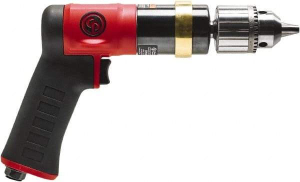 Chicago Pneumatic - 1/2" Keyed Chuck - Pistol Grip Handle, 600 RPM, 0.5 hp, 90 psi - Apex Tool & Supply