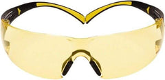 3M - Amber Lenses, Frameless Safety Glasses - Anti-Fog, Yellow, Black Frame, Size Universal, Wrap Around - Apex Tool & Supply