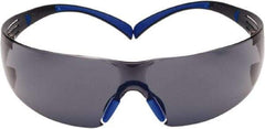 3M - Gray Lenses, Frameless Safety Glasses - Anti-Fog, Blue/Gray Frame, Size Universal, Wrap Around - Apex Tool & Supply