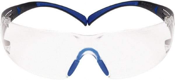 3M - Clear Lenses, Frameless Safety Glasses - Anti-Fog, Blue/Gray Frame, Size Universal, Wrap Around - Apex Tool & Supply