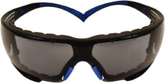 3M - Gray Lenses, Frameless Safety Glasses - Anti-Fog, Blue/Gray Frame, Size Universal, Wrap Around - Apex Tool & Supply