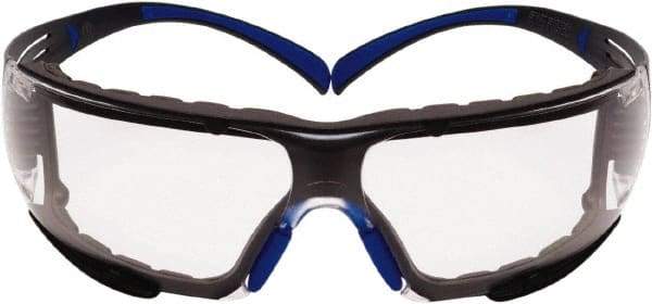 3M - Clear Lenses, Frameless Safety Glasses - Anti-Fog, Blue/Gray Frame, Size Universal, Wrap Around - Apex Tool & Supply