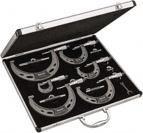 Starrett - Mechanical Outside Micrometer Sets Minimum Measurement (Inch): 0 Maximum Measurement (Inch): 6 - Apex Tool & Supply