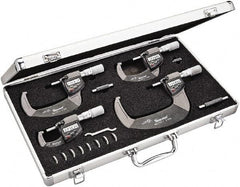 Starrett - Mechanical Outside Micrometer Sets Minimum Measurement (Inch): 0 Maximum Measurement (Inch): 4 - Apex Tool & Supply