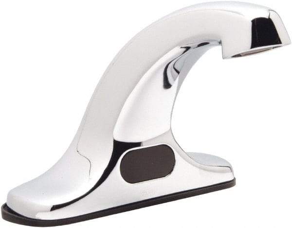Zurn - Chrome Plated Electronic Internal Temperature Control Mixer Sensor Faucet - Powered by 4 AA Batteries, Standard Spout, Single Hole Mounting Centers - Apex Tool & Supply