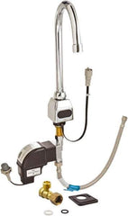 Zurn - Chrome Plated Electronic Internal Temperature Control Mixer Sensor Faucet - Powered by 4 AA Batteries, Gooseneck Spout, Single Hole Mounting Centers - Apex Tool & Supply