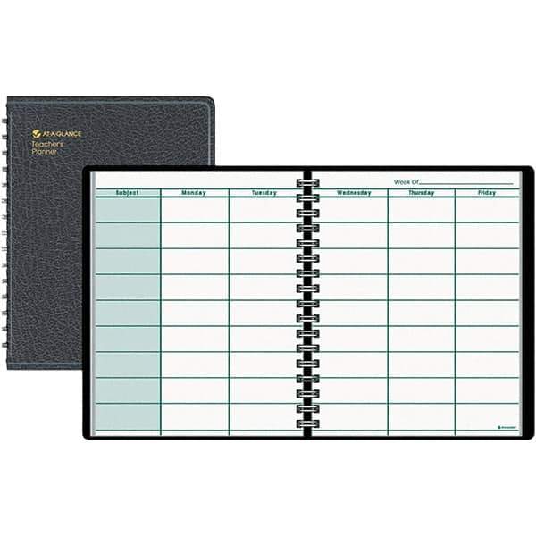 AT-A-GLANCE - 52 Sheet, 8-1/2 x 10-7/8", Teacher's Planner - Black - Apex Tool & Supply