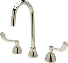 Zurn - Gooseneck, Two Handle, Chrome Plated Deck Mount, Laboratory Faucet - Wrist Blade Handle - Apex Tool & Supply