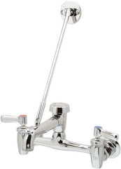 Zurn - Vacuum Breaker Spout With Pail Hook And Wall Brace, Two Handle, Chrome Plated Wall Mount, Industrial Service Sink Faucet - Lever Handle - Apex Tool & Supply
