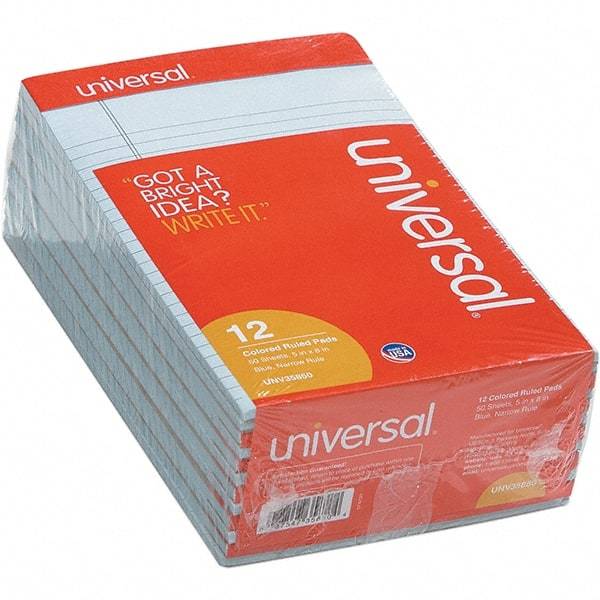 UNIVERSAL - 50 Sheet, 5 x 8", Narrow Note Pad - Blue - Apex Tool & Supply