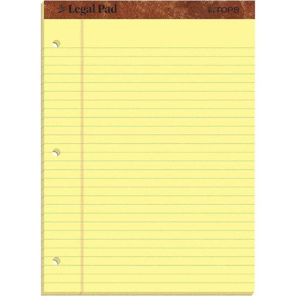 TOPS - 50 Sheet, 8-1/2 x 11-3/4", Legal/Wide (Style) Legal Pad - Canary - Apex Tool & Supply