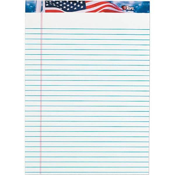 TOPS - 50 Sheet, 8-1/2 x 11-3/4", Legal/Wide (Style) Writing Pad - Red, White & Blue - Apex Tool & Supply