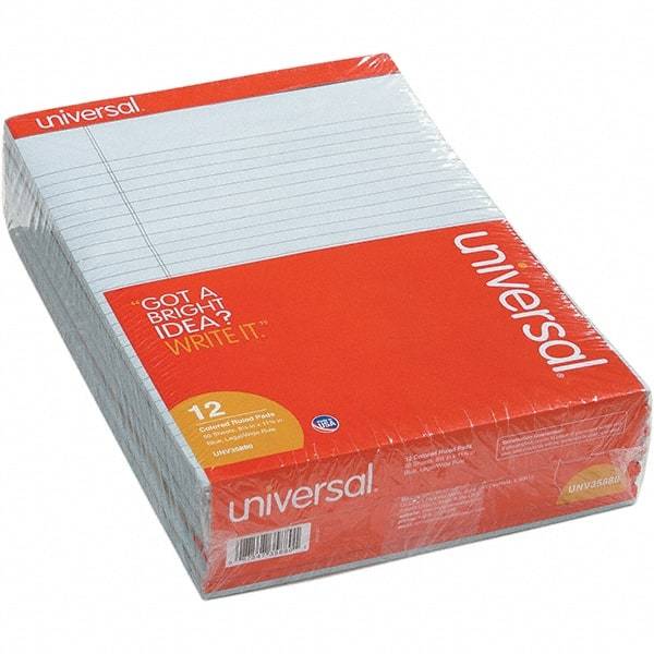 UNIVERSAL - 50 Sheet, 8-1/2 x 11", Legal (Style) Note Pad - Blue - Apex Tool & Supply