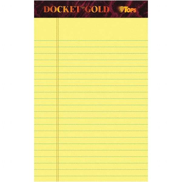 TOPS - 50 Sheet, 5 x 8", Narrow Writing Pad - Canary - Apex Tool & Supply