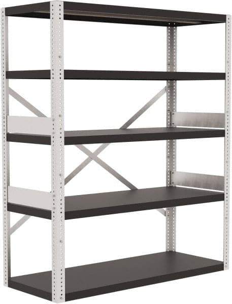 Valley Craft - 4 Shelf Starter Open Steel Shelving - 10,000 Lb Capacity, 60" Wide x 72" High x 24" Deep, Gray - Apex Tool & Supply