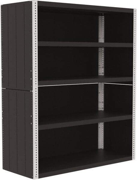 Valley Craft - 4 Shelves, 10,000 Lb Capacity, Enclosed Shelving - 60" Wide x 24" Deep x 72" High, Gray - Apex Tool & Supply