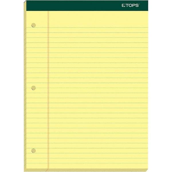 TOPS - 100 Sheet, 8-1/2 x 11-3/4", Legal/Wide (Style) Writing Pad - Canary - Apex Tool & Supply